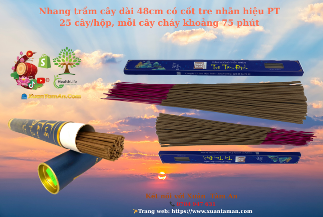 Nhang Trầm PT - Cây Dài 48cm Lõi Tre.